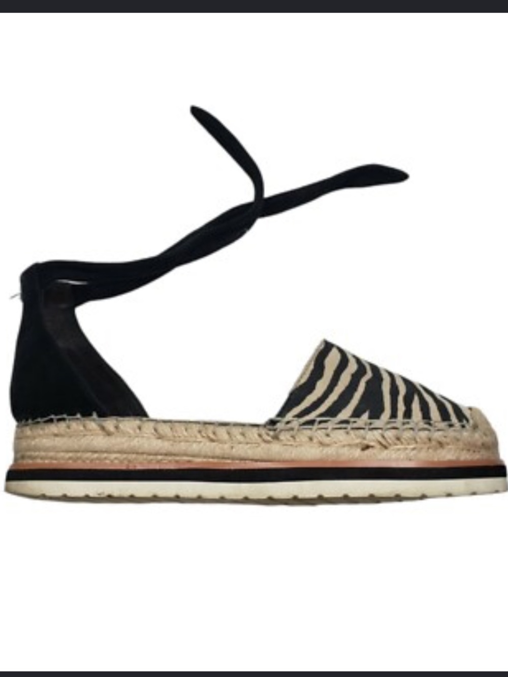 NEW Vince Camuto binadee Zebra Print Espadrille with Black Ankle Tie size 7.5